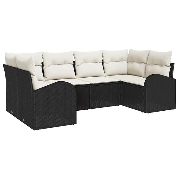vidaXL Σετ Καναπέ Κήπου 6 pcs Μαύρο Πολυ ράταν
