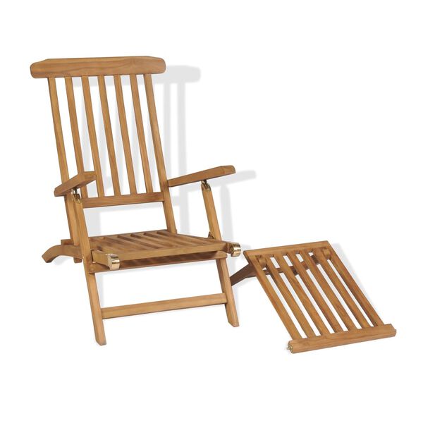 vidaXL Ξαπλώστρα με Υποπόδιο από Μασίφ Ξύλο Teak