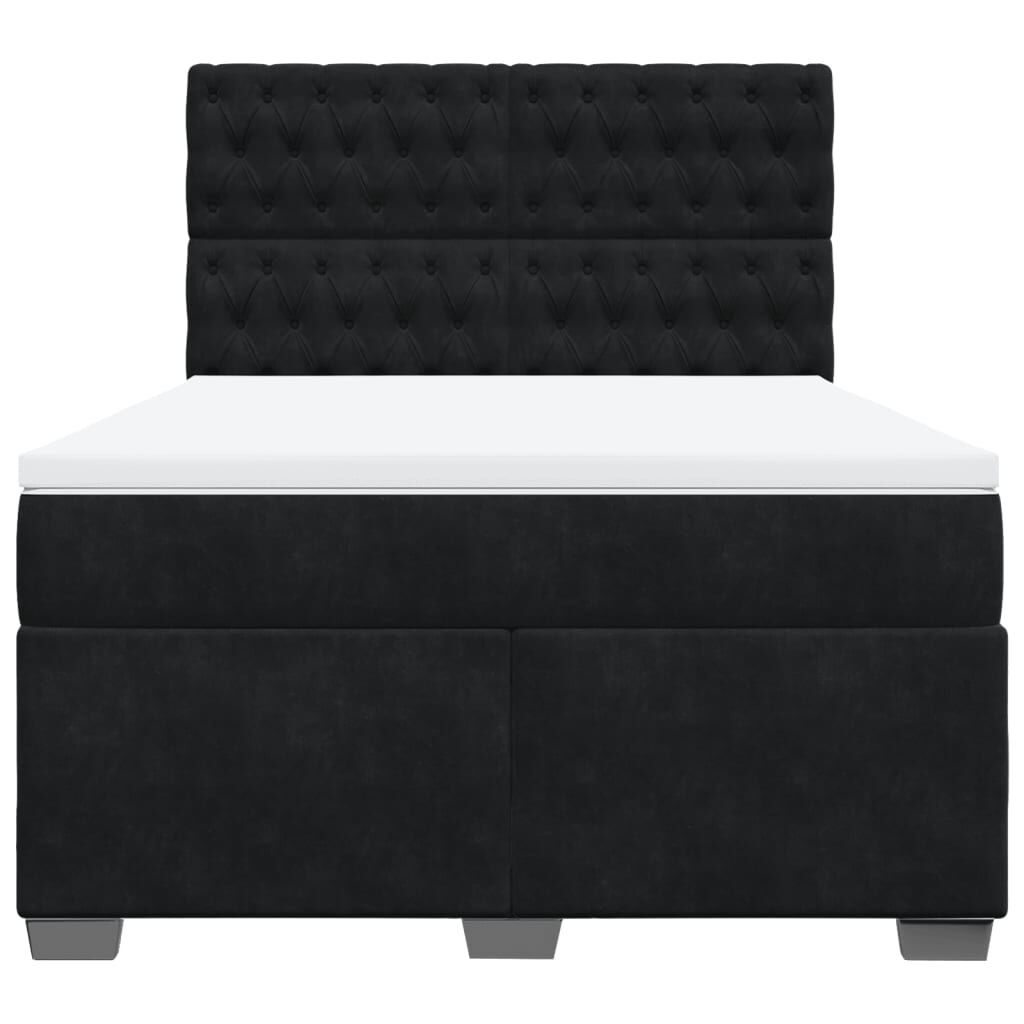 vidaXL Κρεβάτι Boxspring με Στρώμα Μαύρο 140x190 εκ. Βελούδινο