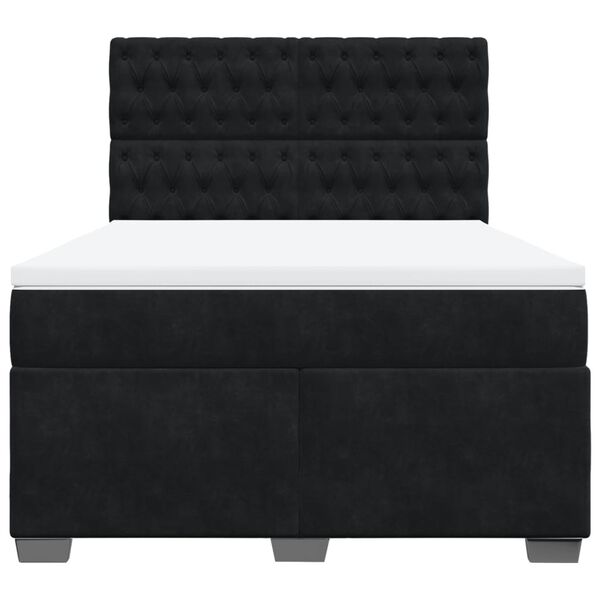vidaXL Κρεβάτι Boxspring με Στρώμα Μαύρο 140x190 εκ. Βελούδινο