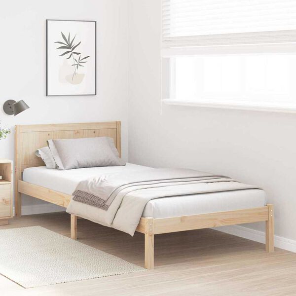 vidaXL Σκελετός Κρεβατιού Καφέ 75 x 190 cm Μασίφ ξύλο πεύκου