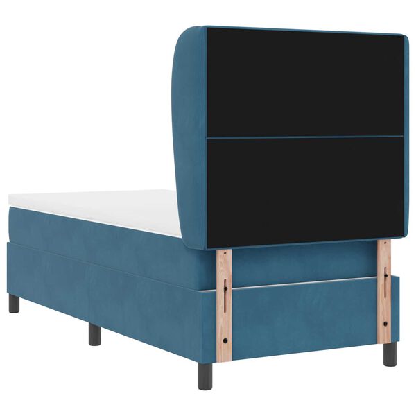 κρεβάτι box spring με στρώμα vidaXL σε σκούρο μπλε 90x190 εκ. βελούδο