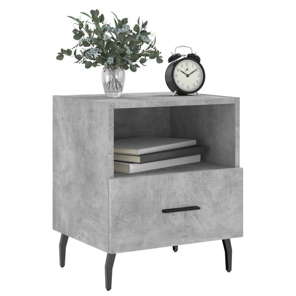 vidaXL Κομοδίνα 2 τεμ. Γκρι Σκυροδεμ. 40 x 35 x 47,5 εκ. Επεξεργ. Ξύλο