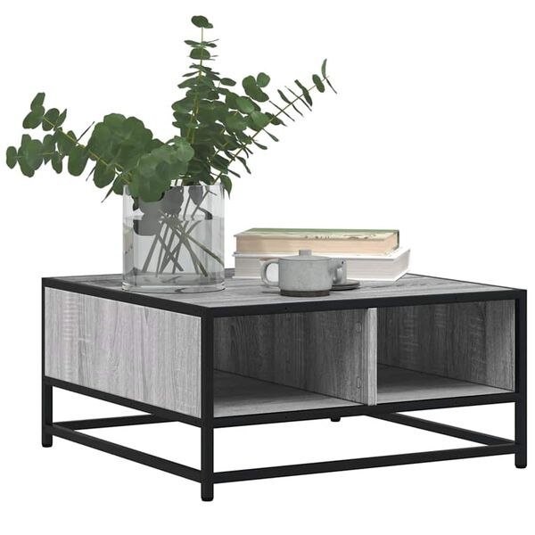 vidaXL Τραπεζάκι Σαλονιού Γκρι Sonoma 60,5x60,5x30εκ Επεξ.Ξύλο/Μέταλλο