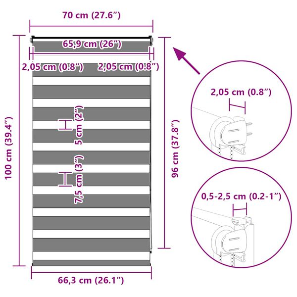 vidaXL Ζέβρα τυφλή Μαύρο Πλάτος υφάσματος 65,9 εκ. Πολυεστέρας