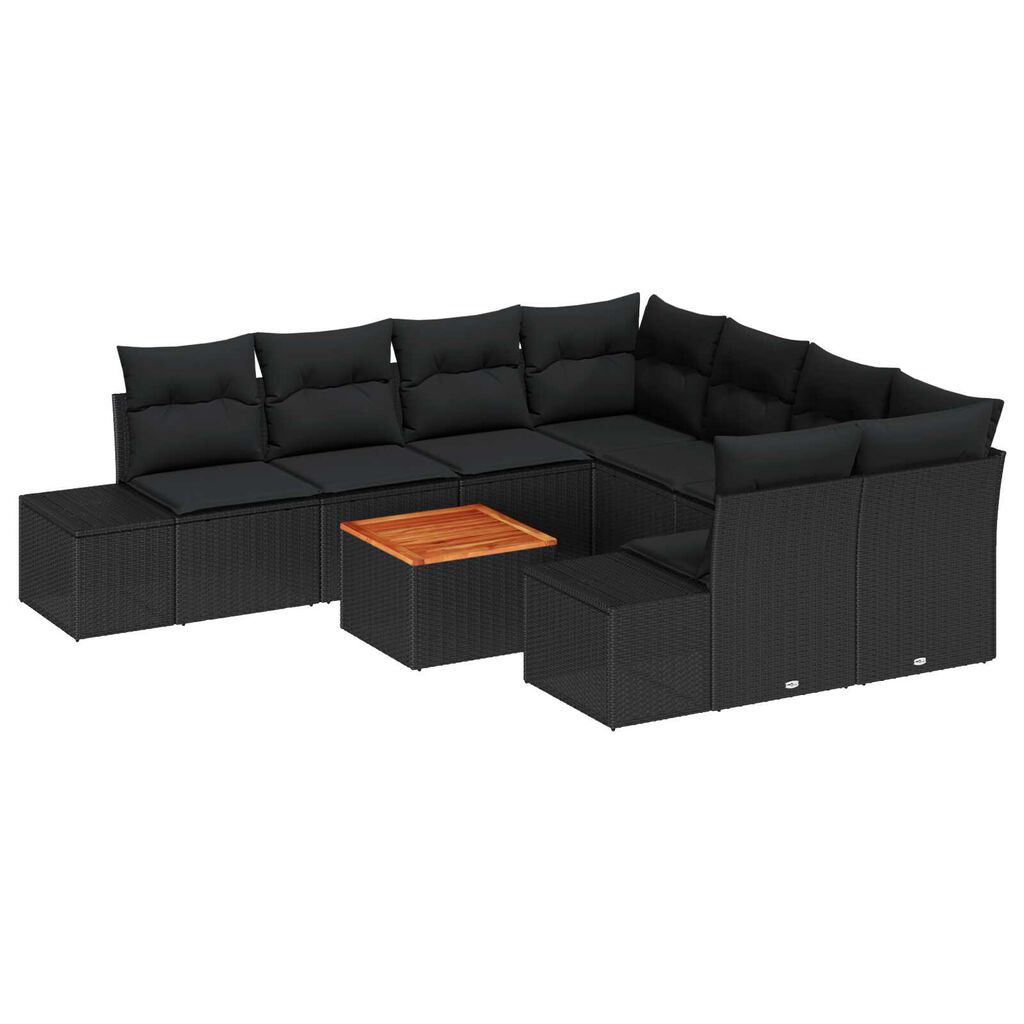vidaXL Σετ Καναπέ Κήπου 9 pcs Μαύρο