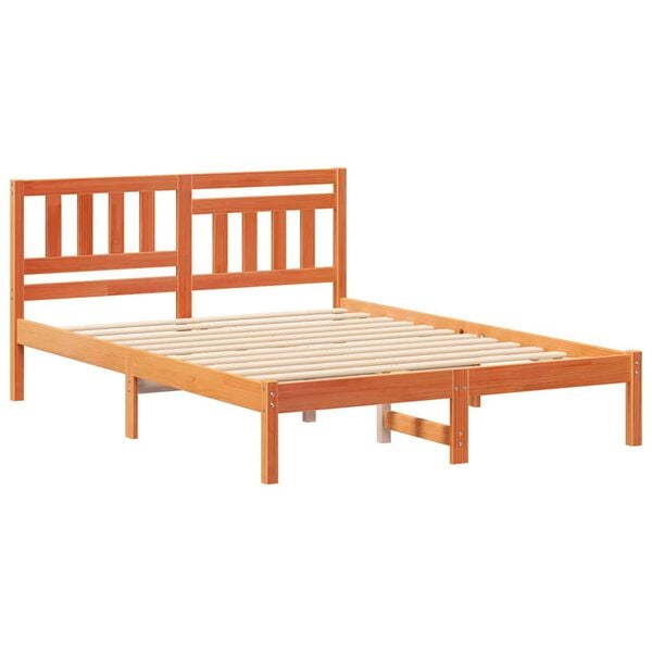 vidaXL Σκελετός Κρεβατιού Καφέ κεριού 120 x 190 cm Μασίφ ξύλο πεύκου