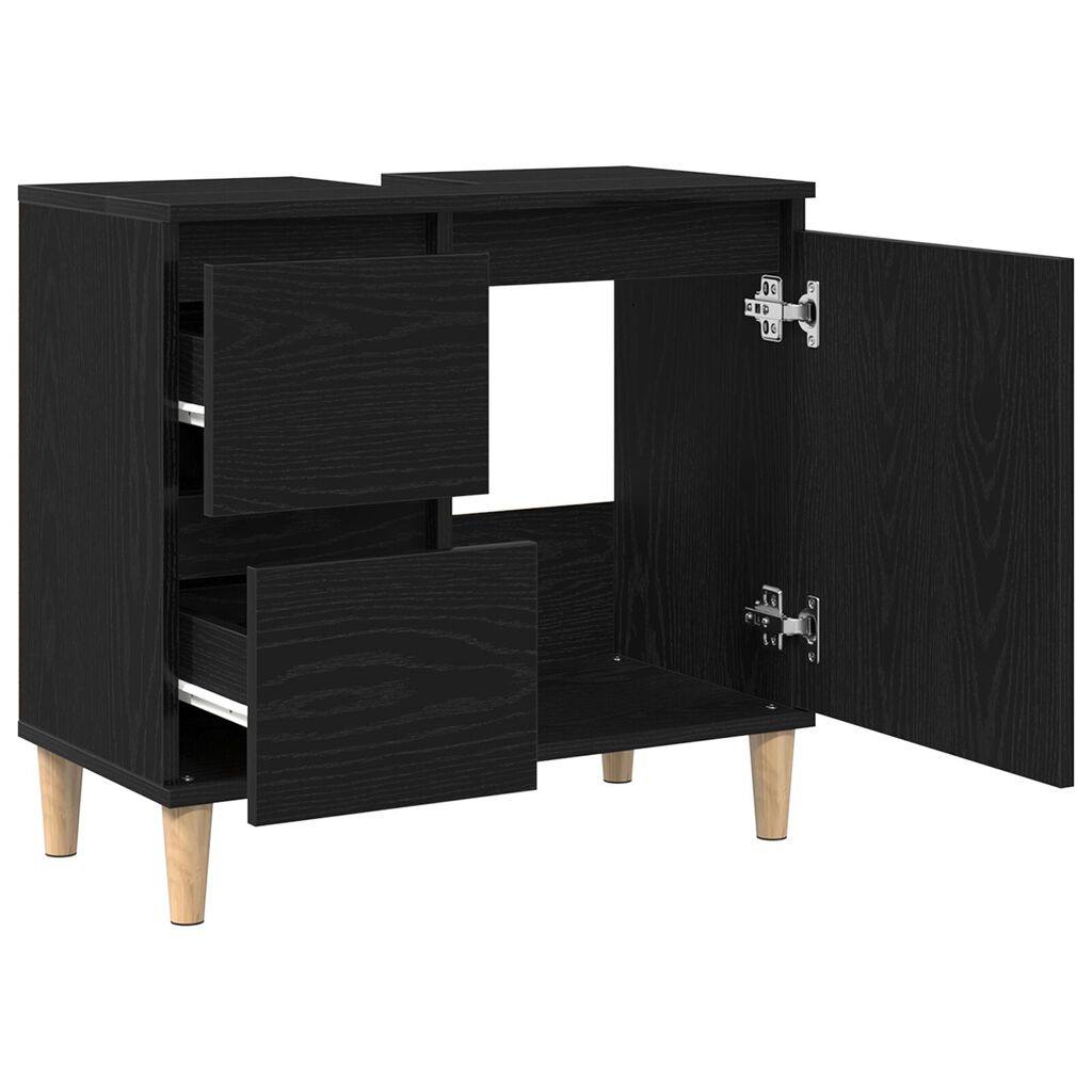 vidaXL Ντουλάπι νεροχύτη Μαύρη Δρυς 65x33x60 εκ Επεξεργασμένο ξύλο