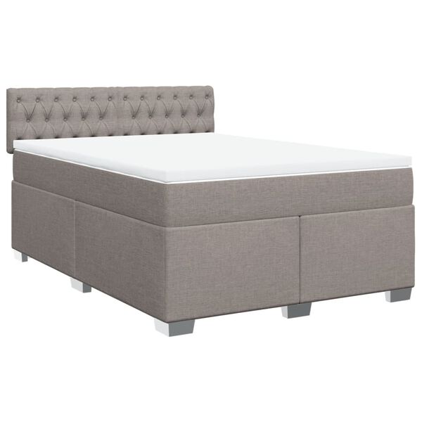 vidaXL Κρεβάτι Boxspring με Στρώμα Taupe 140x190 εκ. Υφασμάτινο