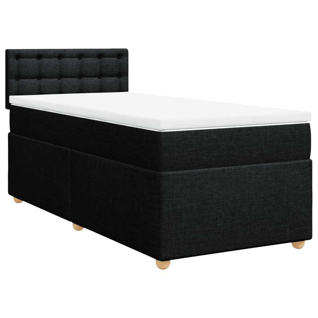 vidaXL Κρεβάτι Boxspring με Στρώμα Μαύρο 90x190 εκ.Υφασμάτινο
