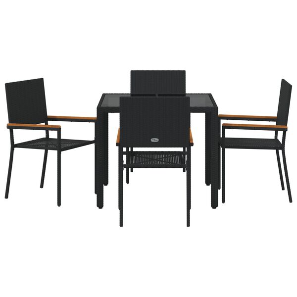 vidaXL Σέτ φαγητού για κήπο 5 pcs Μαύρο 90 x 90 x 75 cm