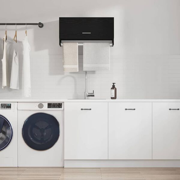 vidaXL Ντουλάπι με πόρτα Μαύρο 70 x 32.5 x 35 cm Επεξεργασμένο ξύλο