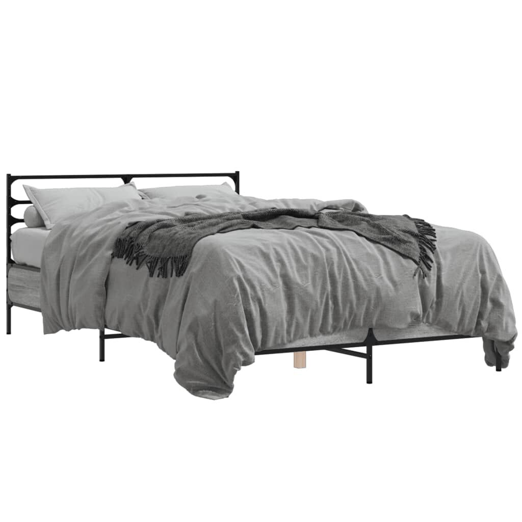 vidaXL Πλαίσιο Κρεβατιού Γκρι Sonoma 140x200 εκ. Επεξ. Ξύλο & Μέταλλο
