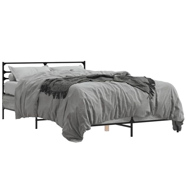 vidaXL Πλαίσιο Κρεβατιού Γκρι Sonoma 140x200 εκ. Επεξ. Ξύλο & Μέταλλο