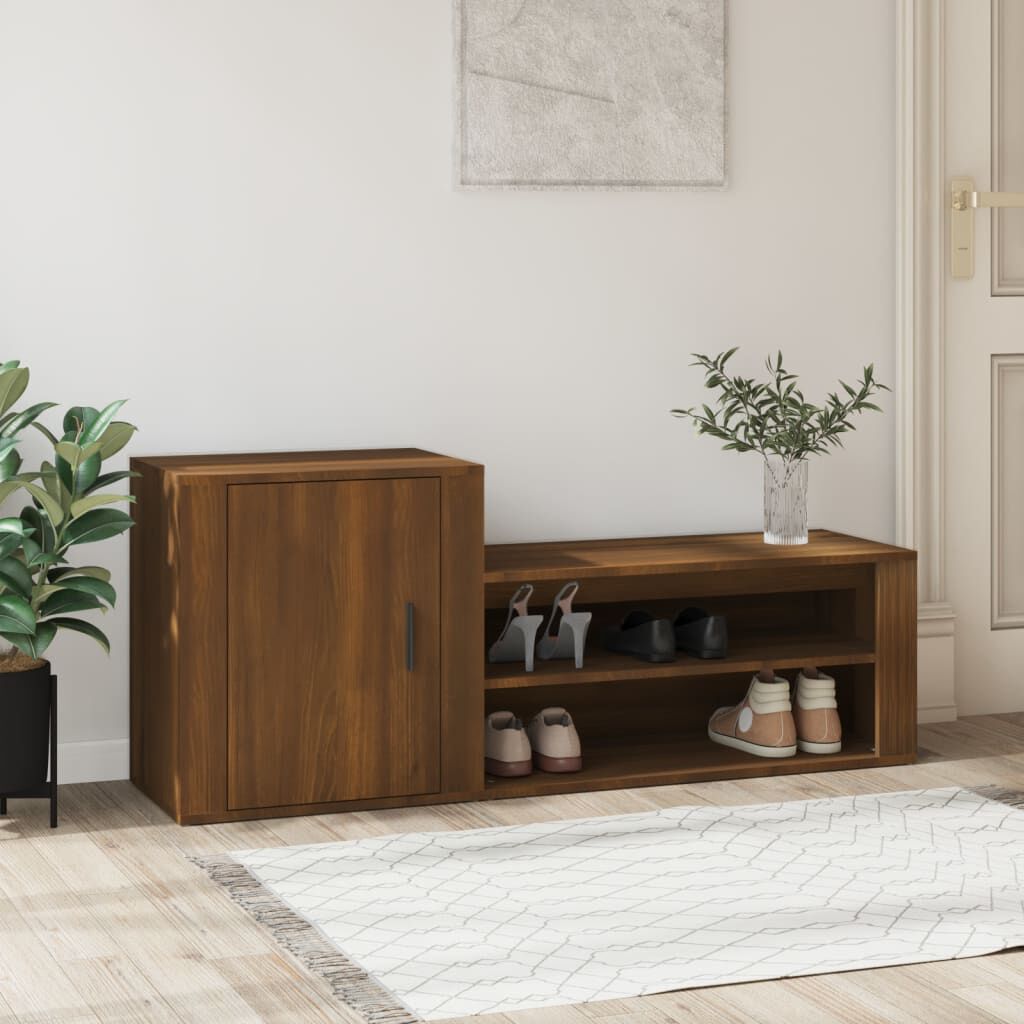vidaXL Παπουτσοθήκη Καφέ Δρυς 130x35x54 εκ. από Επεξεργασμένο Ξύλο