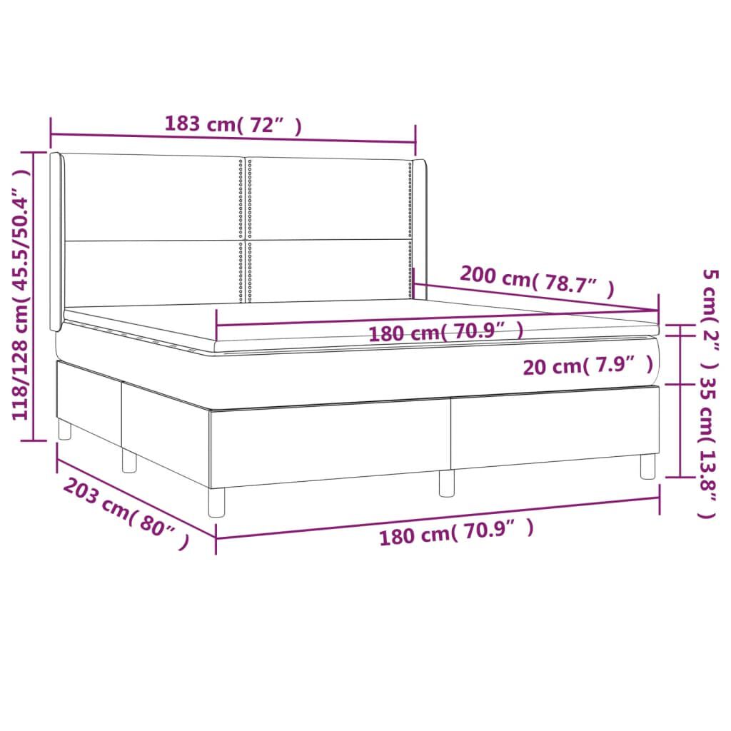 vidaXL Κρεβάτι Boxspring με Στρώμα Μαύρο 180x200εκ.από Συνθετικό Δέρμα