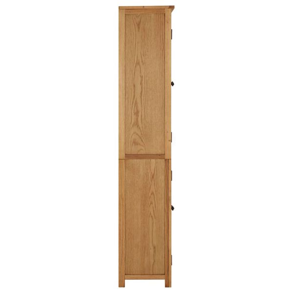 vidaXL Βιβλιοθήκη με 4 Πόρτες 80x35x180 εκ. Μασίφ Ξύλο Δρυός και Γυαλί