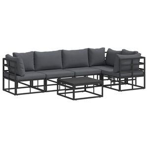 vidaXL &Sigma;&epsilon;&tau; &Kappa;&alpha;&nu;&alpha;&pi;έ &Kappa;ή&pi;&omicron;&upsilon; &mu;&epsilon; &mu;&alpha;&xi;&iota;&lambda;ά&rho;&iota; 6 pcs &Mu;&alpha;ύ&rho;&omicron; &Alpha;&lambda;&omicron;&upsilon;&mu;ί&nu;&iota;&omicron;