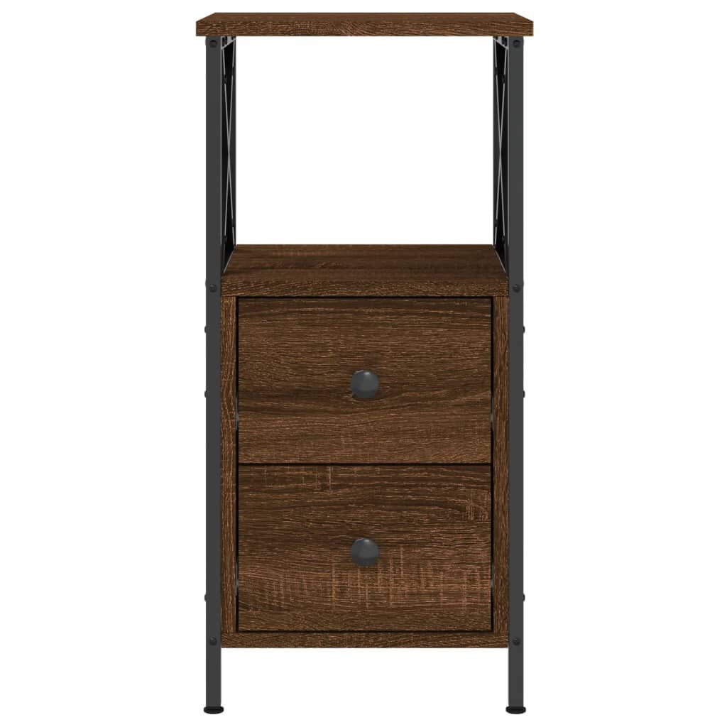 vidaXL Κομοδίνα 2 Τεμ. Καφέ Δρυς 34x35,5x70 εκ. Επεξεργασμένο Ξύλο