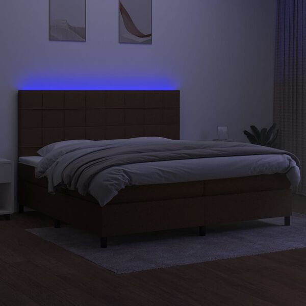vidaXL &Kappa;&rho;&epsilon;&beta;ά&tau;&iota; Boxspring &mu;&epsilon; &Sigma;&tau;&rho;ώ&mu;&alpha; & LED &Sigma;&kappa;.&Kappa;&alpha;&phi;έ 200x200&epsilon;&kappa;. &Upsilon;&phi;&alpha;&sigma;&mu;ά&tau;&iota;&nu;&omicron;