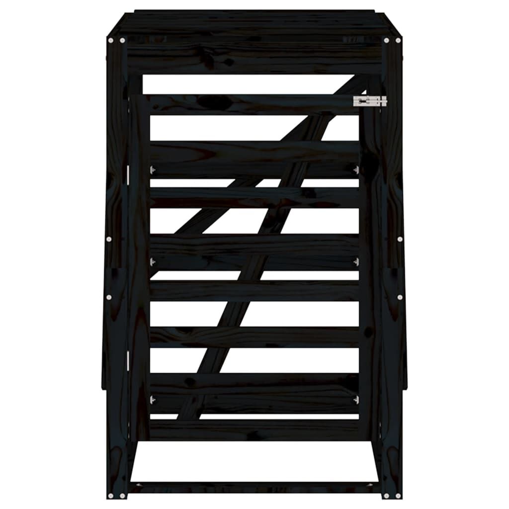 vidaXL Αποθ. Τροχήλατου Κάδου Μαύρη 84x90x128,5 εκ. Μασίφ Ξύλο Πεύκου