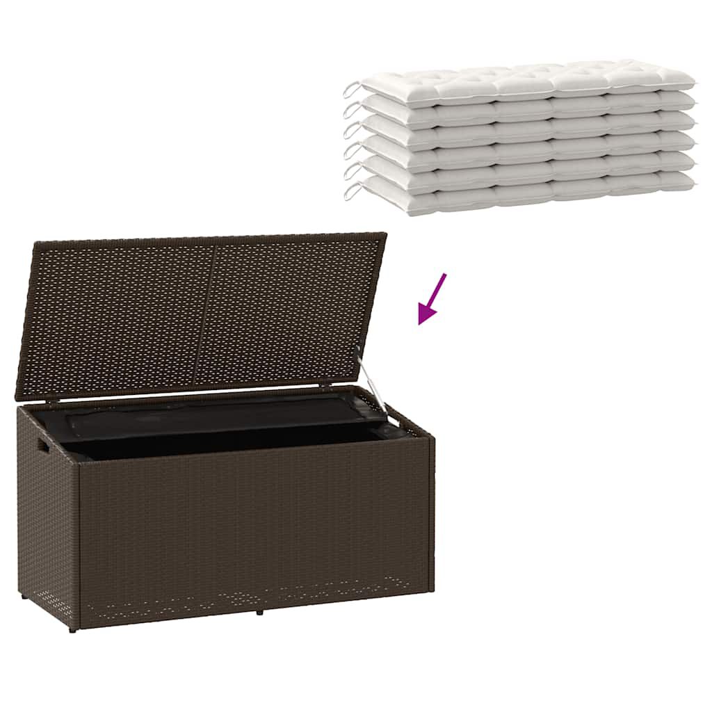 vidaXL Κήπος κουτί αποθήκευσης καφέ 110x50x58 cm Poly Rattan