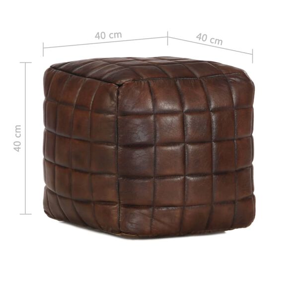 vidaXL Πουφ Σκούρο Καφέ 40 x 40 x 40 εκ. από Γνήσιο Δέρμα Κατσίκας