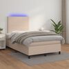 vidaXL Κρεβάτι Boxspring Στρώμα&LED Καπουτσίνο 120x190 εκ. Συνθ. Δέρμα