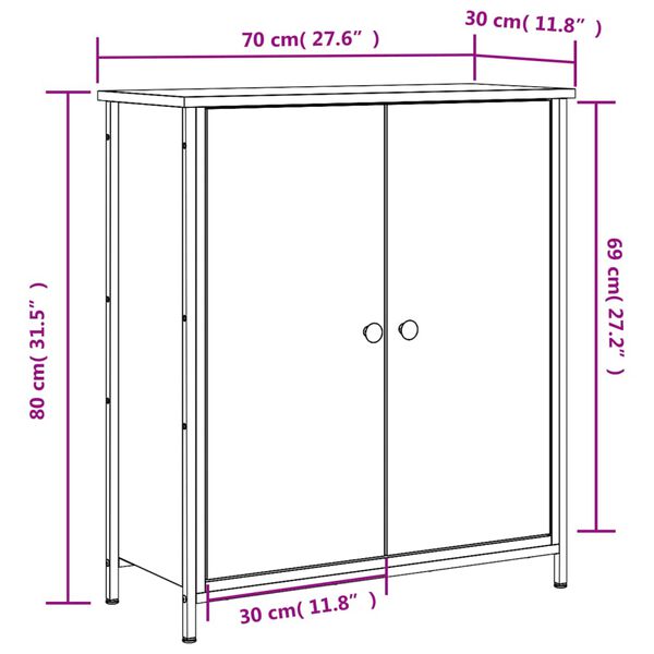 vidaXL Ντουλάπι Μαύρο 70 x 30 x 80 εκ. από Επεξεργασμένο Ξύλο