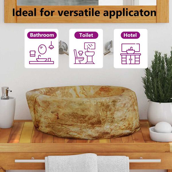 vidaXL Νιπτήρας Απολίθωμα Κρεμ 45 x 35 x 15 εκ. Πέτρινος