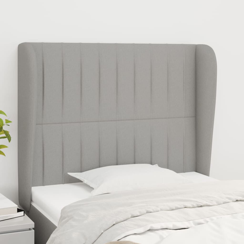 vidaXL Κεφαλάρι με Πτερύγια Ανοιχτό Γκρι 83x23x118/128 εκ. Υφασμάτινο