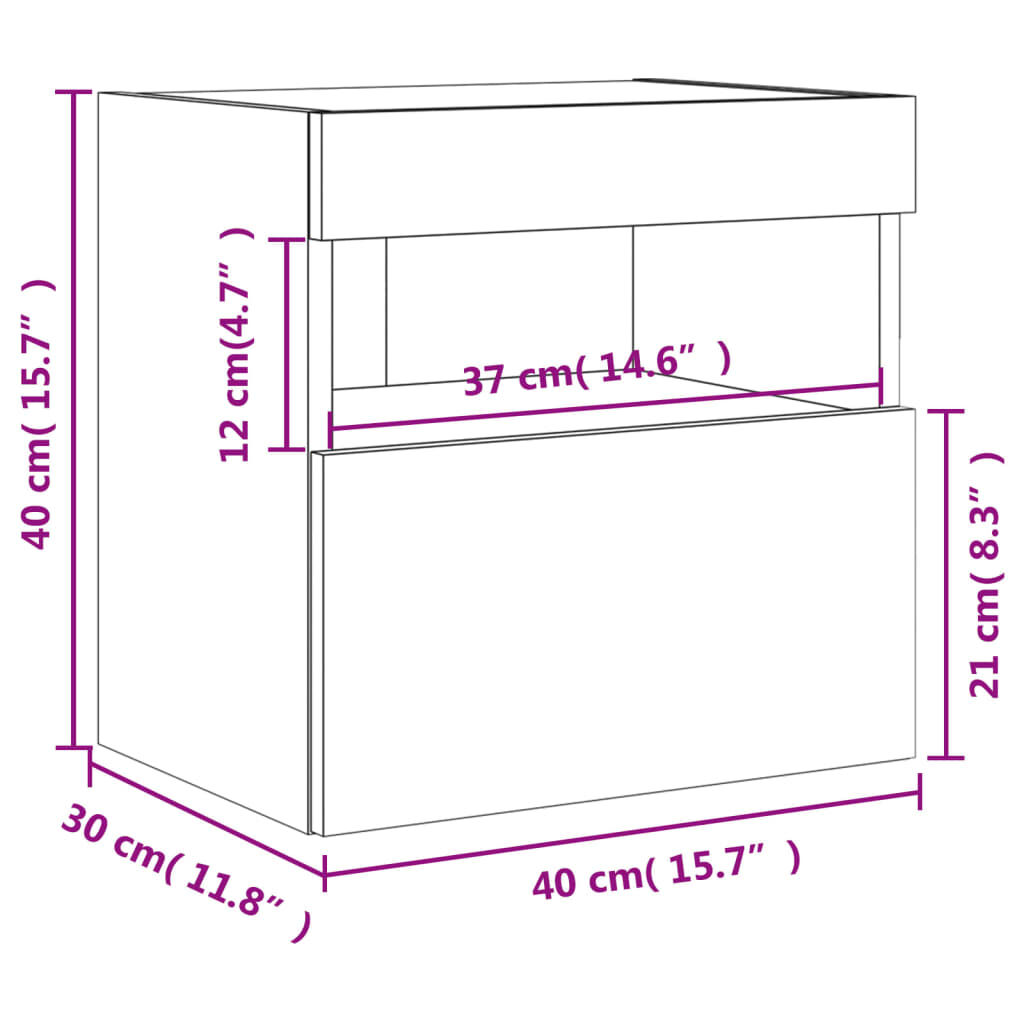 vidaXL Έπιπλο Τοίχου Τηλεόρασης με LED Sonoma Δρυς 40x30x40 εκ.