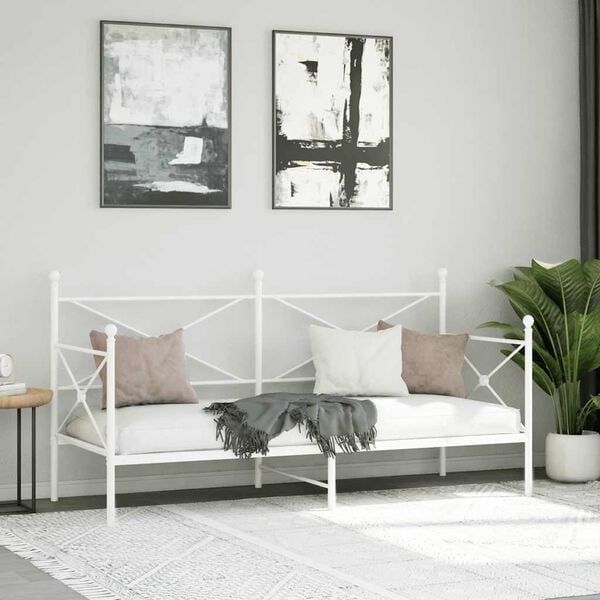 Κρεβάτι ημέρας vidaXL χωρίς στρώμα Λευκό 75x190 cm Ατσάλι