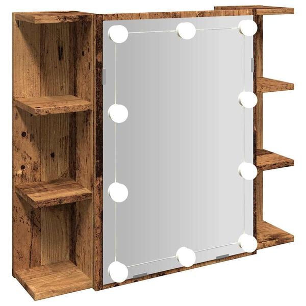 vidaXL Ντουλάπι καθρέφτη με LED Παλιό ξύλο 70x16,5x60 cm