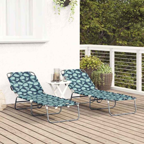 vidaXL Πτυσσόμενη ξαπλώστρα 2 pcs Πράσινο 56 x 189 x 87 εκ. ύφασμα