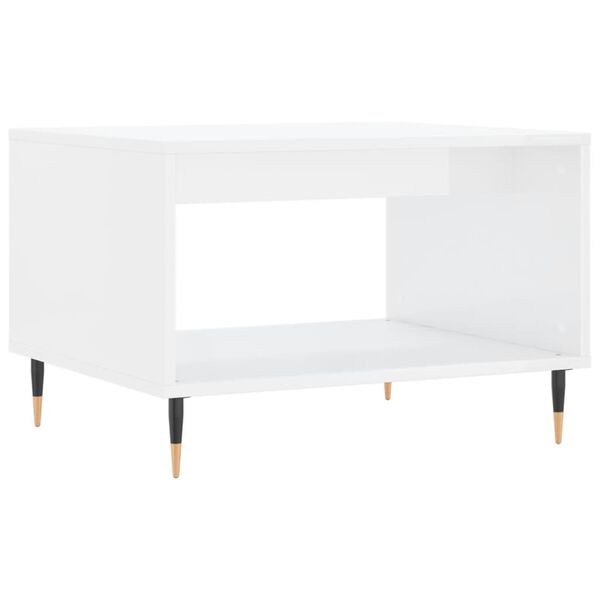 vidaXL Τραπεζάκι Σαλονιού Γυαλ. Λευκό 60x50x40 εκ. Επεξεργασμένο Ξύλο