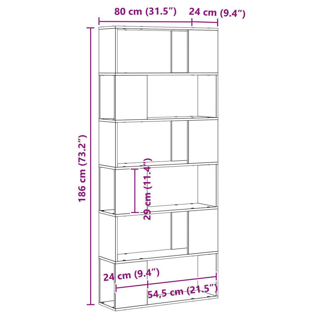 vidaXL Κέντρο ψυχαγωγίας Μαύρο 80 x 24 x 186 cm Επεξεργασμένο ξύλο