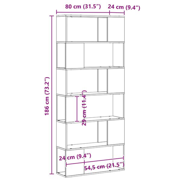 vidaXL Κέντρο ψυχαγωγίας Μαύρο 80 x 24 x 186 cm Επεξεργασμένο ξύλο