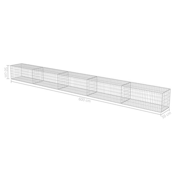 vidaXL Συρματοκιβώτιο Τοίχος 600x50x50 εκ. Γαλβαν. Χάλυβας + Καλύμματα