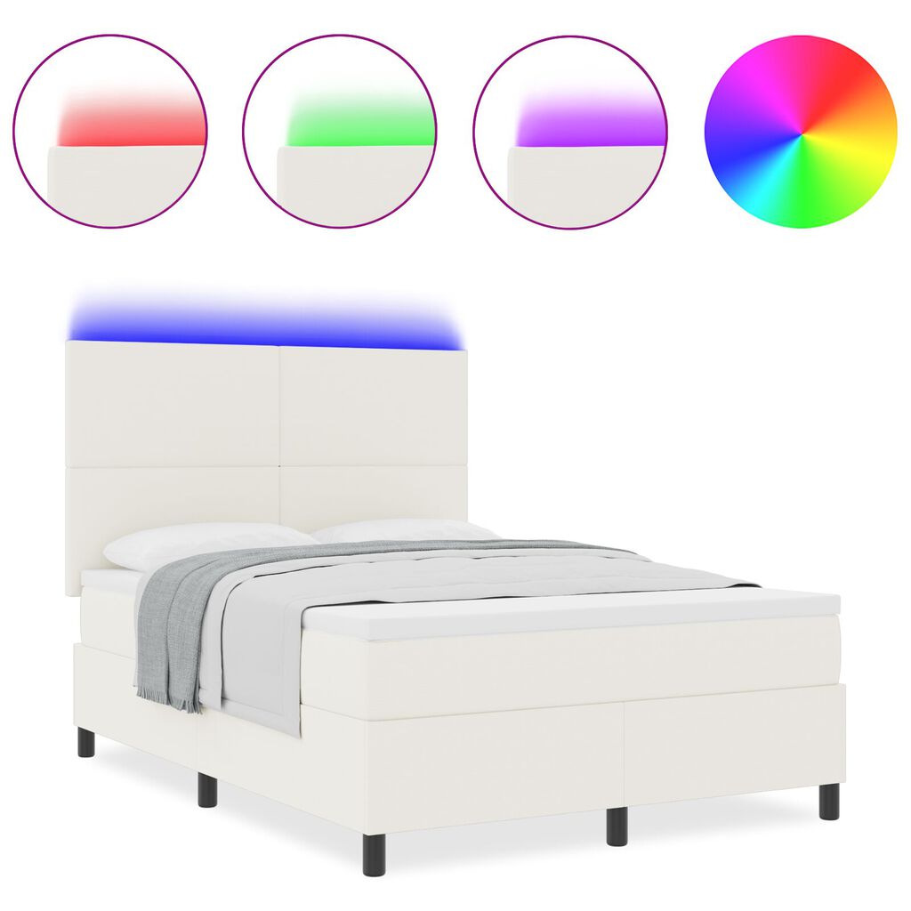 vidaXL Κρεβάτι με κρεβάτι & LED Κρέμα 160x200 εκ. Βελούδινο ύφασμα