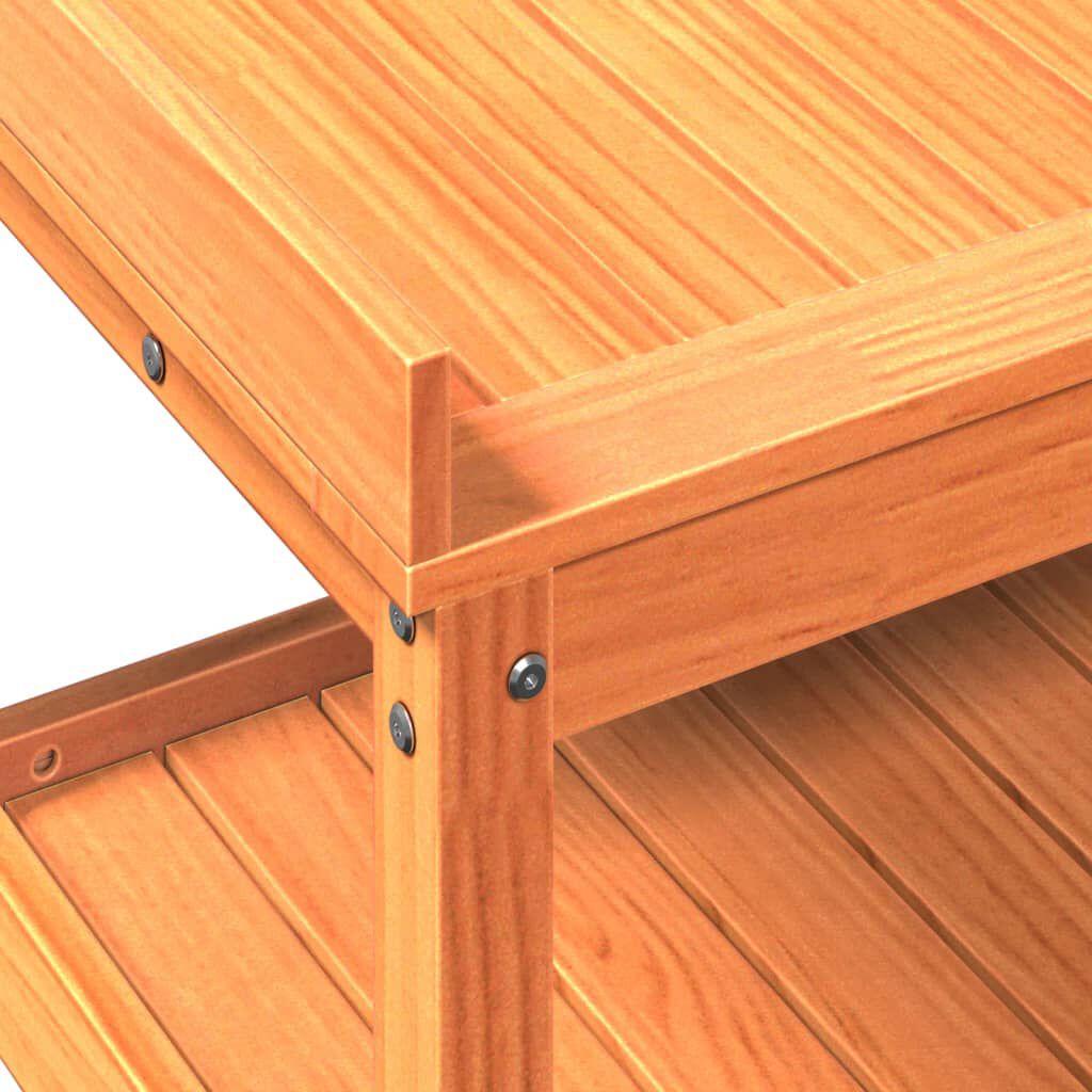 vidaXL Τραπέζι Κηπουρικής με Ράφια Καφέ 108x45x86,5 εκ. Μασίφ Πεύκο