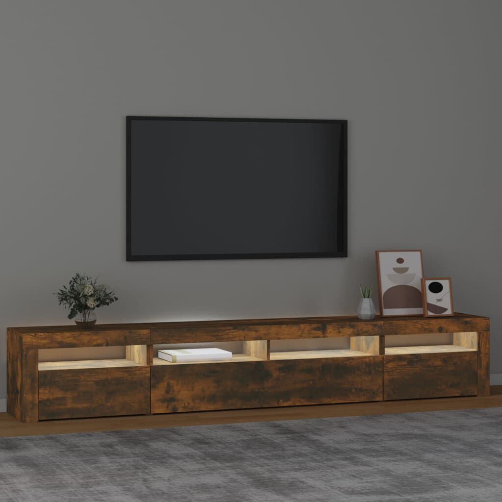 vidaXL Έπιπλο Τηλεόρασης με LED Καπνιστή Δρυς 240x35x40 εκ.