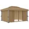 vidaXL Κιόσκι με Κουρτίνα Taupe 4 x 3 μ. Αλουμινίου