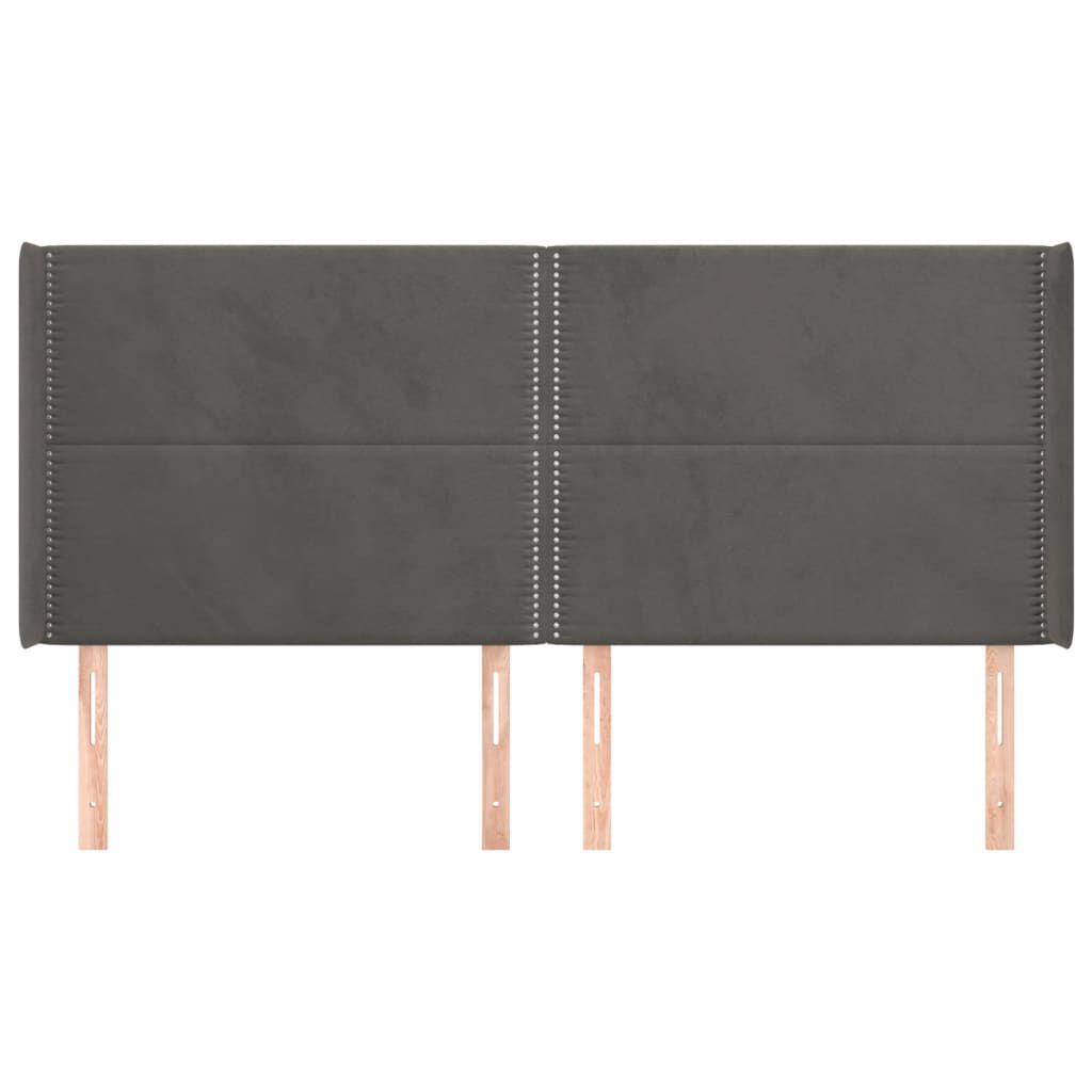 vidaXL Κεφαλάρι με Πτερύγια Σκούρο Γκρι 183x16x118/128 εκ. Βελούδινο