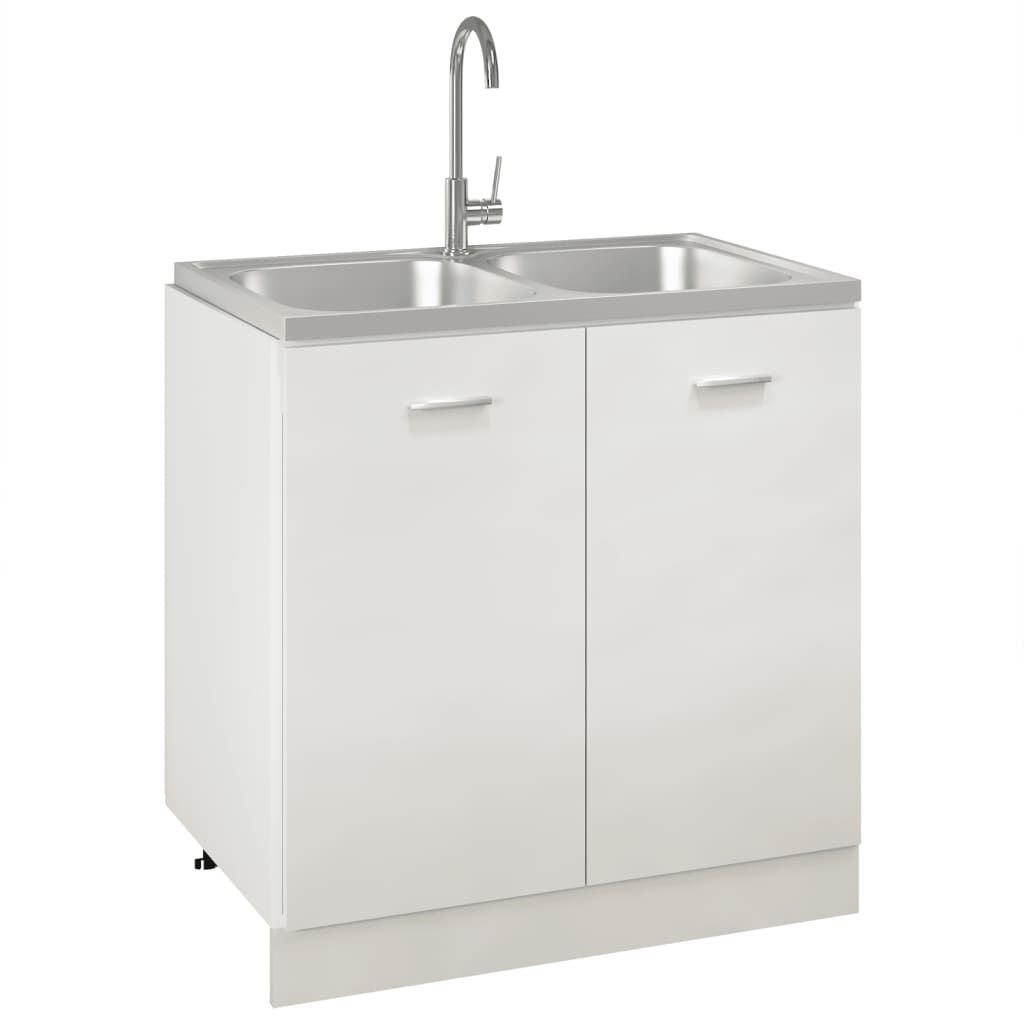 vidaXL Νεροχύτης Διπλή Γούρνα Ασημί 800x500x155 χιλ. Ανοξείδωτο Ατσάλι