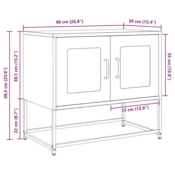 ντουλάπι τηλεόρασης vidaXL Λευκό 68x39x60,5cm από χάλυβα ψυχρής έλασης
