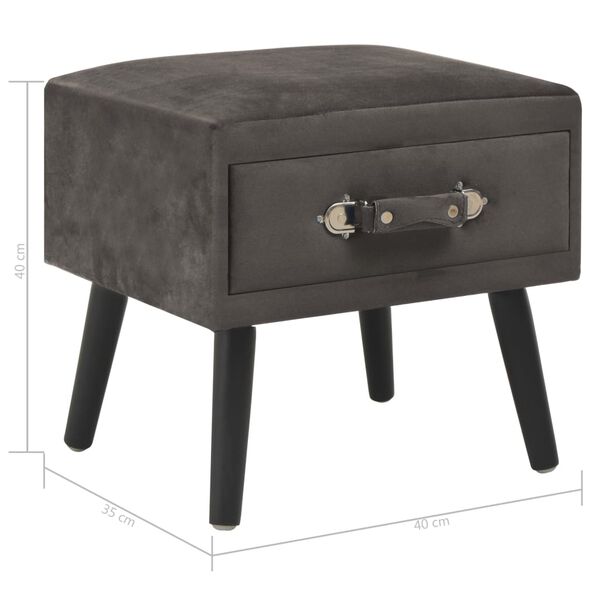 vidaXL Κομοδίνο Γκρι 40 x 35 x 40 εκ. Βελούδινο