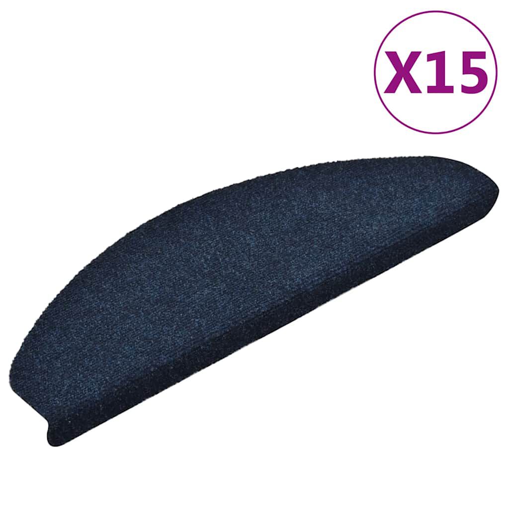 vidaXL Πατάκια Σκαλιών Αυτοκόλλητα 15 τεμ. Μπλε Μπεζ 65x21x4 εκ. Ημίκυκλα Μεγάλα