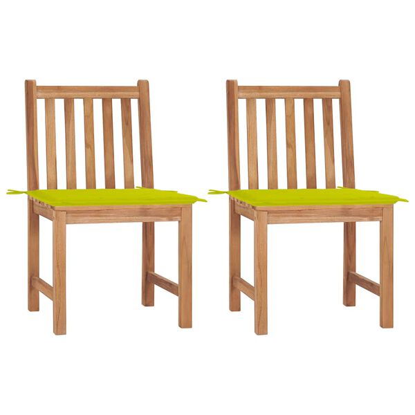 vidaXL Καρέκλες Κήπου 2 Τεμαχίων από Μασίφ Ξύλο Teak με Μαξιλάρια