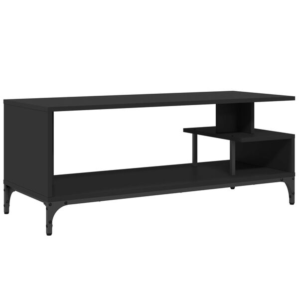 vidaXL Έπιπλο TV Μαύρο 102x40x41εκ Επ Ξύλο/Ατσάλι Ηλ Βαφή Πούδρα